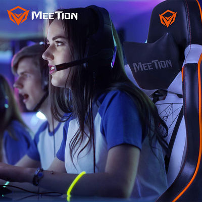 MeeTion CHR15 Leather Fabric Modern Revolving Recliner Racing Ergonomic White Computer Chair For Computers With Wheel